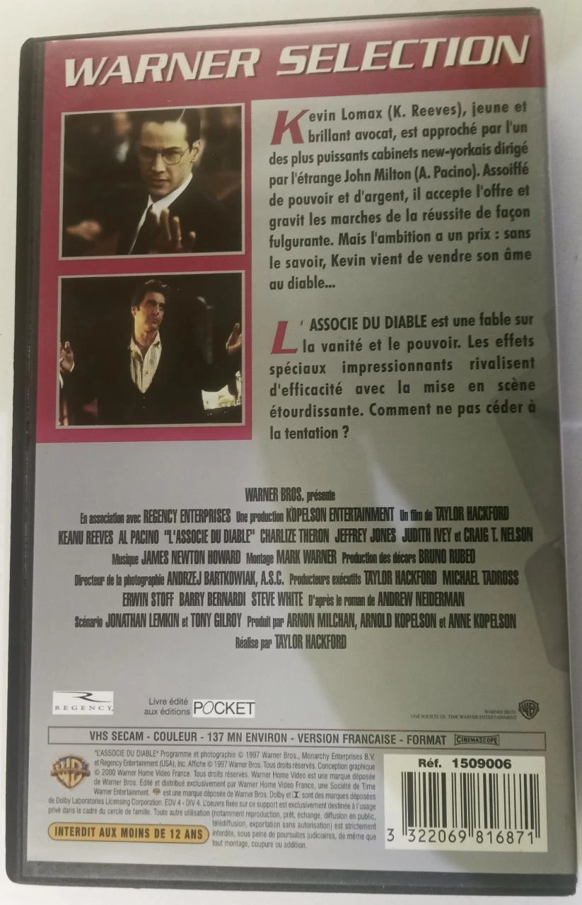 L’Associé du diable Keanu Reeves et Al Pacino en VHS – photo 4